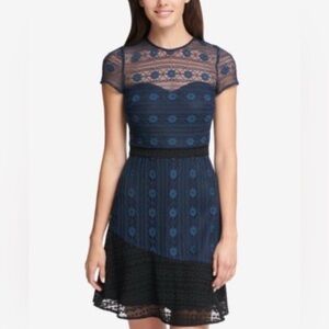 Kensie Black Blue Lace Dress Size 4 School Dance Holiday Party